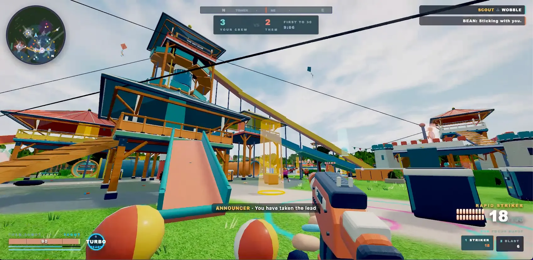 Foam Fury, a first-person foam blaster game in a playground arena